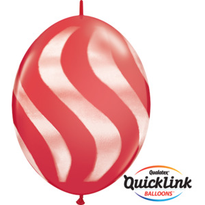 30cm Quick Link Red Wavy Stripes/Wht #28093 - Pack Of 50