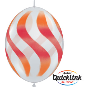 30cm Quick Link Diamond Clear Wavy Stripes/ORG & RED #28095 - Pack Of 50