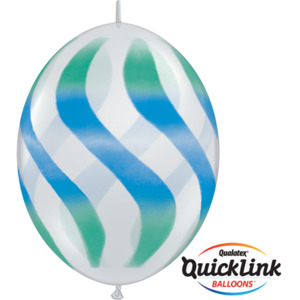 30cm Quick Link Diamond Clear Wavy Stripes/GRN & BLUE #28109 - Pack Of 50