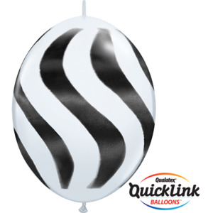 Quick Links Printed: 30cm Quick Link White Wavy Stripes / Black #27933 - Pack Of 50