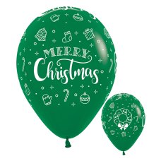 28cm Latex Printed: 30cm 12" Round Merry Christmas Wreath Fashion Green #222397 Pack of 50