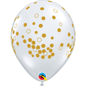 28cm Latex Printed: 28cm Round Diamond Clear Confetti Dots #55450 - Pack of 50
