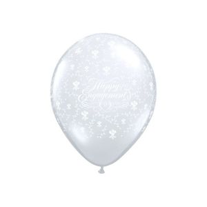 28cm Latex Printed: 11" ENGAGEMENT Flowers Around Clear/White 25bg #16394