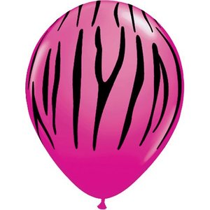 28cm Latex Printed: 28cm Round Wild Berry Zebra Stripes #12584-10 - Pack of 10
