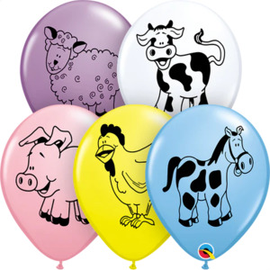 28cm Round Special Assorted Farm Animal Assorted #37140-10 Pack of 10