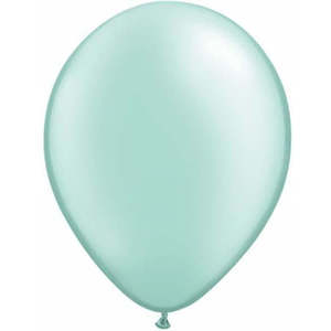 12cm Pearl Metallic: 12cm Round Pearl Mint Green Qualatex Plain Latex #43590 - Pack of 100
