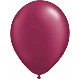 28cm Pearl Metallic Latex: 28cm Round Pearl Burgundy Qualatex Plain Latex #43769 - Pack of 100