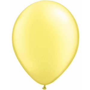 28cm Pearl Metallic Latex: 28cm Round Pearl Lemon Chiffon Qualatex Plain Latex #39835 - Pack of 25