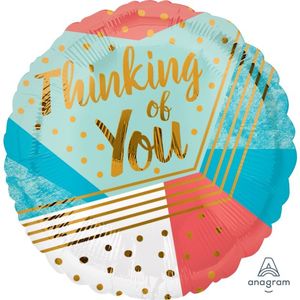 Number Shapes Rose Gold: 18" Foil THINKING Of You Geometric #HA41159