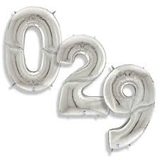 Special Run Latex Balloons: 64" Tall Foil Number TWO GIGA Loon SILVER #FS2517842SP - each packaged