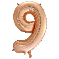 Special Run Latex Balloons: 86cm Foil Number Nine ROSE GOLD #AP213749- Each (Pkgd.)