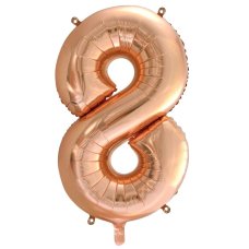 Special Run Latex Balloons: 86cm Foil Number Eight ROSE GOLD #AP213748- Each (Pkgd.)