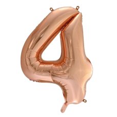 Special Run Latex Balloons: 86cm Foil Number Four ROSE GOLD #AP213744 - Each (Pkgd.)