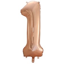 Special Run Latex Balloons: 86cm Foil Number One ROSE GOLD #AP213741 - Each (Pkgd.)