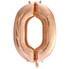 Special Run Latex Balloons: 86cm Foil Number Zero ROSE GOLD #AP213740 - Each (Pkgd.)