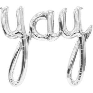 Mr Mrs: Script Yay Silver 33.5" - Air Fill - Northstar Foil Balloon #01289 - Each (Pkgd.)