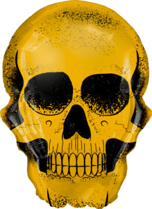 Day Of The Dead Sugar Skulls: 90cm Shape Foil Golden Skull #58135 - Each (pkgd.)