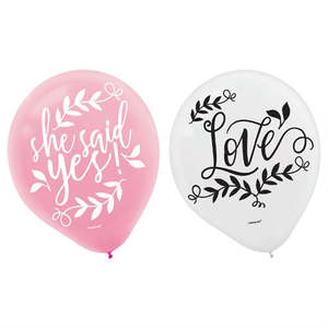 Valentines Day Latex Balloons: 30cm Latex LOVE & She Said YES! 15 pack #84941