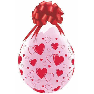 Valentines Day Latex Balloons: 45cm Round Diamond Clear Hearts & Hearts-A-Round #37656 - Pack of 25