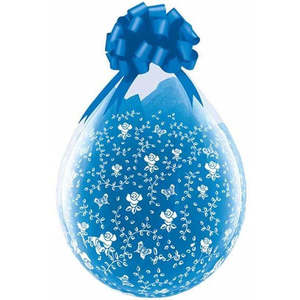 Valentines Day Latex Balloons: 45cm Round Diamond Clear Flowers-A-Round #37649 - Pack of 25