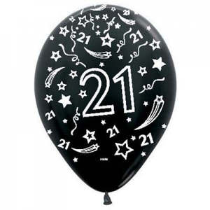 30cm Latex Printed: 12" 30cm Latex 21 Metallic Black Balloons bag 50 #AP222012