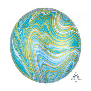 ORBZ Blue Green Marblez 16"/40cm Balloons #A41393 - Each