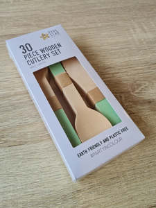 Eco Party Sugar Cane: Wooden CUTLERY Set Pastel Mint Green 30pk #6017MTP