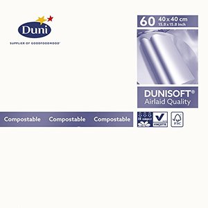 Napkins Plain Printed: Napkin Dunisoft 40cm WHITE 1/4 Fold (P60x6) Ctn360 DU207629