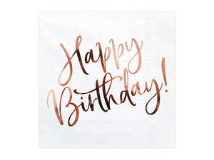 Napkins Plain Printed: PD Napkins HAPPY BIRTHDAY 33cm x 33cm 20 pk SP33