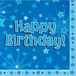 Napkins Plain Printed: Napkin Printed Happy BIRTHDAY Blue 16 pk 635197