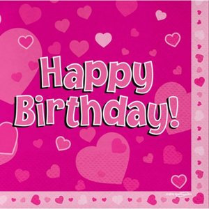 Napkin Printed Happy BIRTHDAY Pink 16 pk 634862