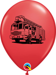 Printed Latex 10 Count Bags: 28cm Round Red Fire Dept. #85835-10 Pack of 10
