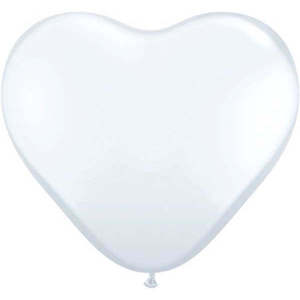 28cm Heart White Qualatex Plain Latex #43735 - Pack of 100