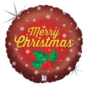 45cm Foils Printed: 18" Foil Golden CHRISTMAS Holographic #36067