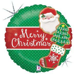 45cm Foils Printed: 18" Foil Merry CHRISTMAS Cookies Holographic #36194