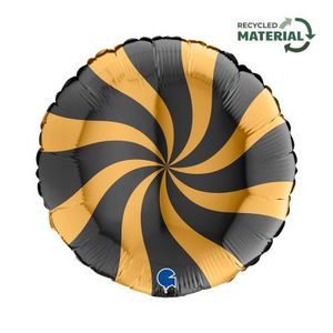 45cm Foils Printed: 18" Foil Candy Swirl GOLD & BLACK G00204GK
