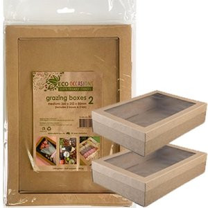 New: GRAZING Box Kraft MEDIUM 360 x 252 x 80mm (box & lid) 2 per pack #362117