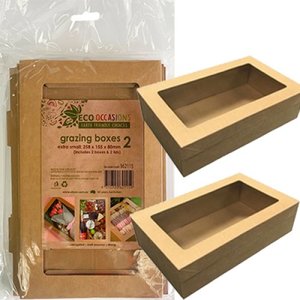 New: GRAZING Box Kraft SMALL 258 x 155 x 80mm (box & lid) 2 per pack #362115