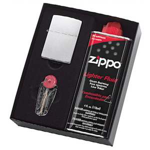 Zippo Gift Pack Satin Chrome - Add Engraving