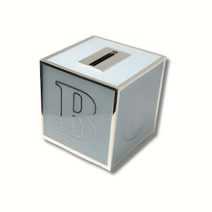 Blue & Silver ABC Cube Money Bank