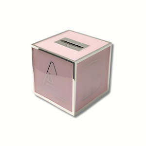 Pink & Silver ABC Cube Money Bank