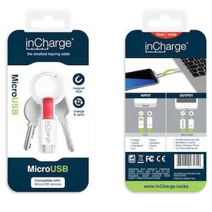inCharge Keyring Red Micro USB Charging Cable