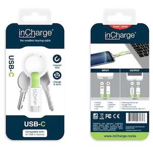 Keyring Clearance: inCharge Keyring Green USB C Charging Cable