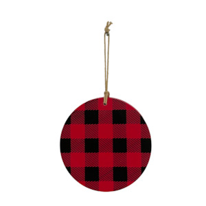 Christmas: Tartan Bauble Wooden Christmas Keepsake