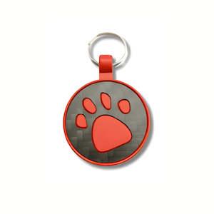 Red Paw Carbon Fibre Pet Tag - Powder Coated