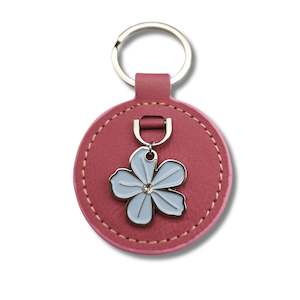 2 Piece Mauve Flower Faux Leather Key Ring