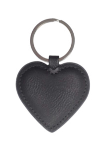 Black Heart Faux Leather Keyring
