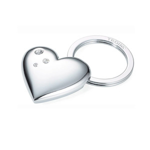 Keyrings: 3D Heart With Swarovski Crystals Keyring