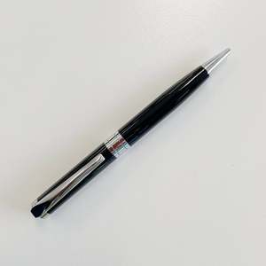 BLACK PEN IN POUCH BLACK AND SILVER BALLPOINT FAUX LEATHER POUCH