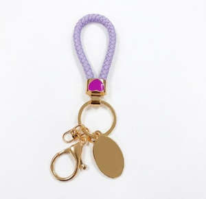 Keyrings: Purple and Rose Gold Leather Keychain